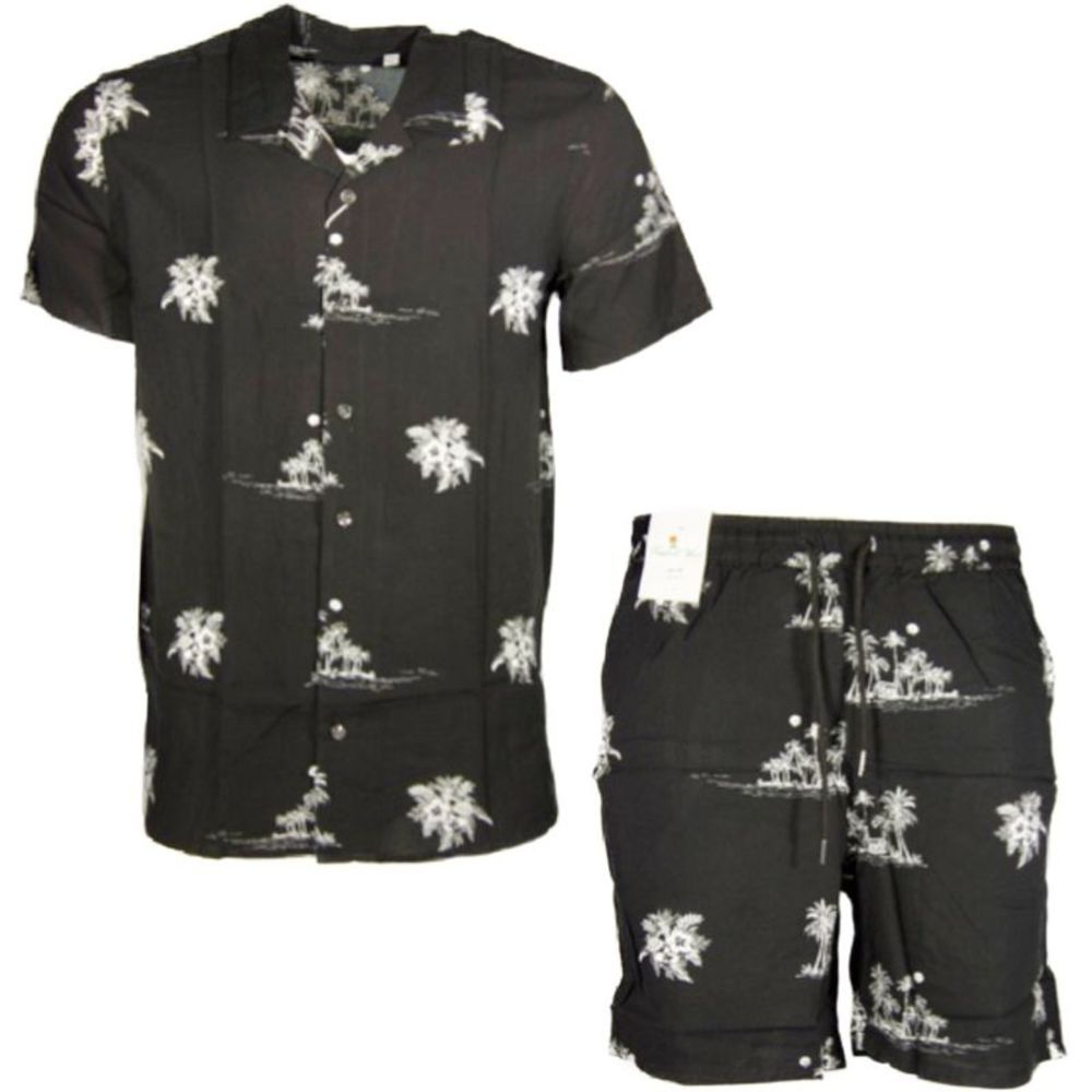 DBFL Men's 2 Piece Shorts and Shirt Beach Casual Matching Tropical Clothing Set